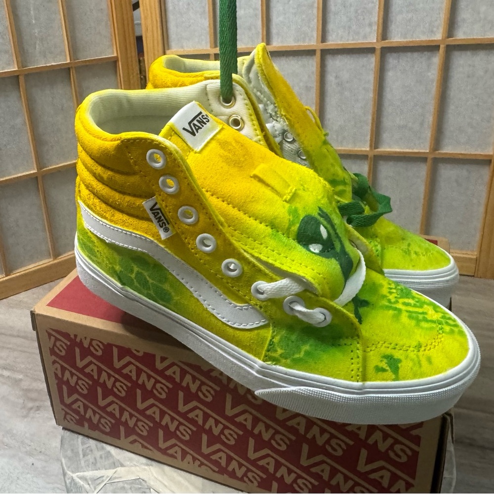 Custom Kids Vibrant Yellow and Green Vans